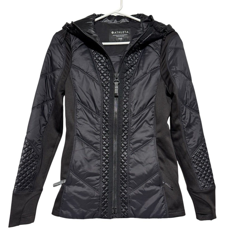 Athleta Rock‎ Ridge PrimaLoft Jacket Coat Women Size XXS Hooded Puffer Black